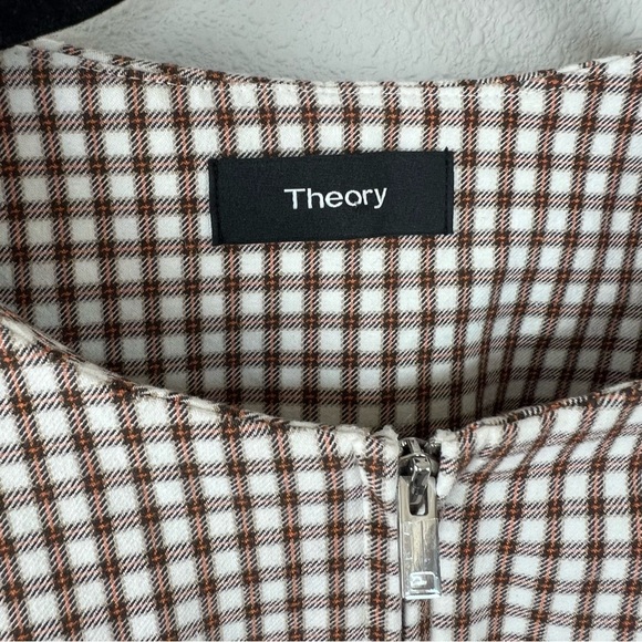 Theory Sculpture Grid Stretch Printed Zip Jacket Ivory Multi Tan Women’s 10 - Picture 10 of 15